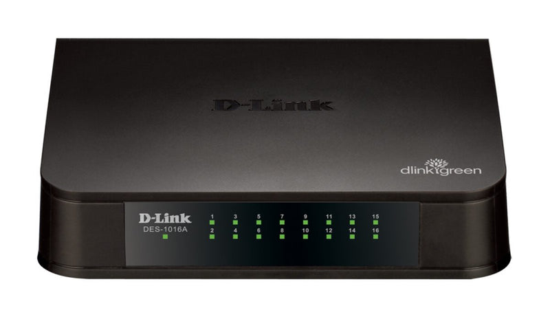 Dlink 16 port 10/100Mbps unmanaged switch (plastic casing, wall mountable) UK power plug