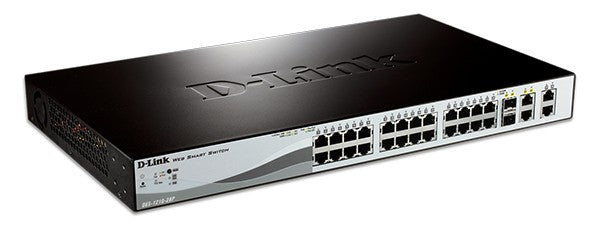 Dlink 24-Port 10/100/1000BaseT PoE + 24-Port 10/100/1000Mbps ports + 4 SFP ports, Web Smart Switch, 193W PoE budget. (802.3af/802.3at support)