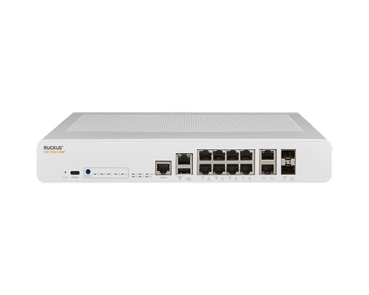 ICX 7150 Compact Switch, 8x 10/100/1000 PoE+ ports, 2x 1G SFP uplink-ports, 62W PoE budget, L2 (switch image only), 3 year remote support.
