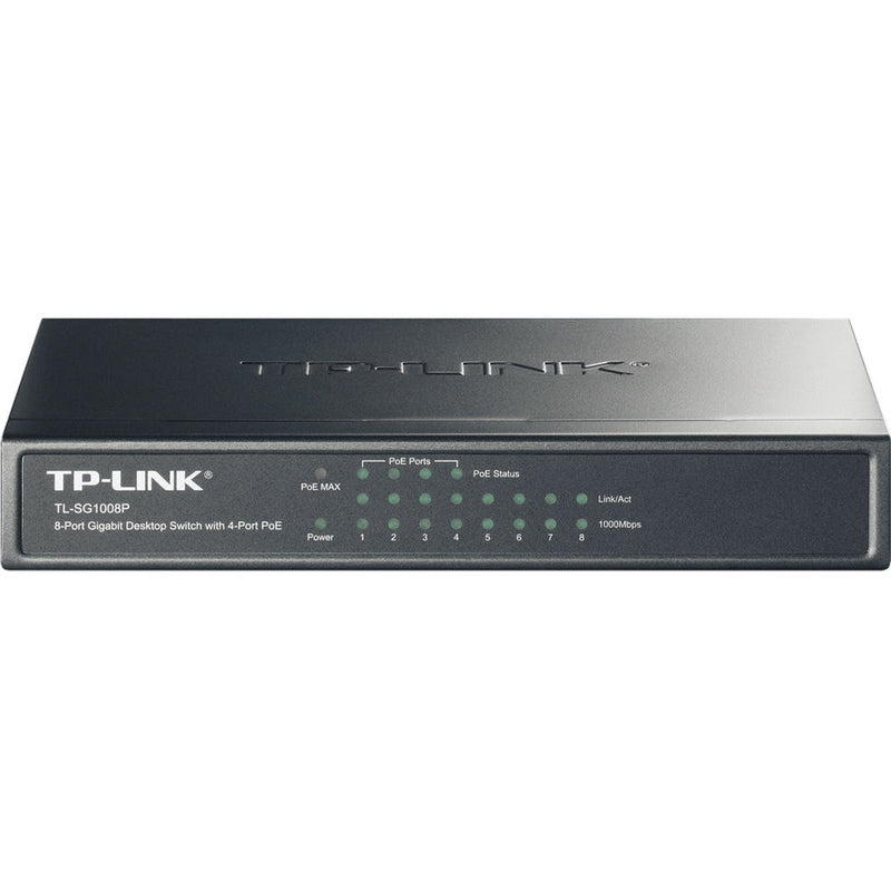 TP-Link 8-port 10/100/1000Mbps Desktop PoE Switch, 4 PoE ports + 4 non PoE ports, 57W PoE Budget TL-SF1008P - TalindaExpress